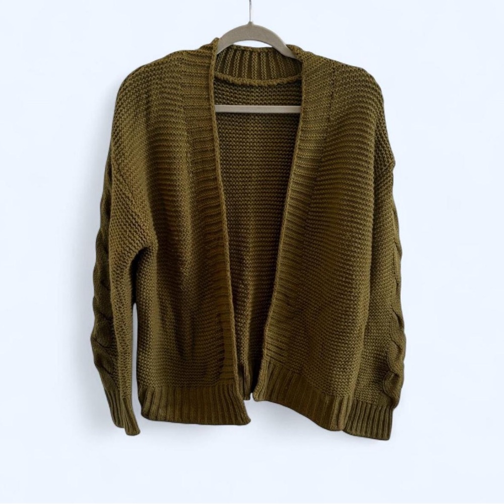 Olive Green Knit Cardigan